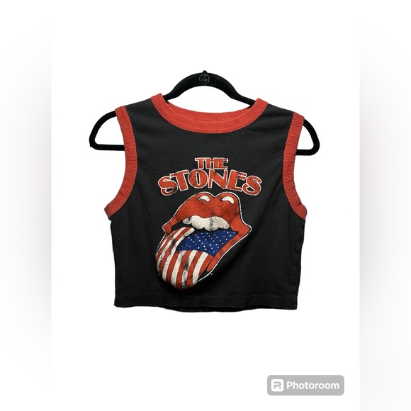 the Rolling Stones Tops - The Rolling Stones Crop Tank Top Cute Vintage Vibe Patriotic